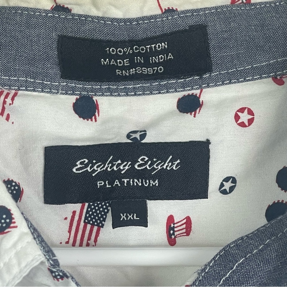 Eighty eight Platinum Americano Patriotic Print Short Sleeve Button Up Shirt - Picture 2 of 4